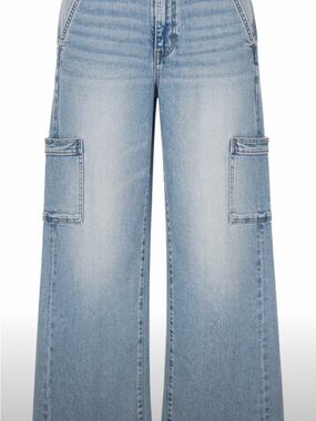 American Eagle High Rise Baggy Wide Leg Cargo Jeans 10 Regular Stretch Y2K Trend